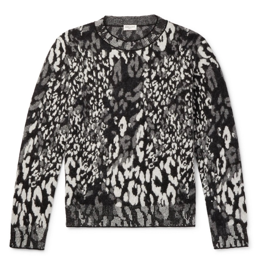 SAINT LAURENT 2019 LEOPARD JACQUARD CREW NECK SWEATER, Host Pick! 🔥